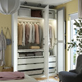PAX / KAMMARTORP/TYSSEDAL Wardrobe combination, white mirror glass/grey white, 150x60x236 cm