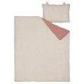 GULDVÄVARE 3-piece bedlinen set for cot, pale pink/beige, 60x120 cm