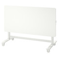 MITTZON Foldable table with castors, white, 140x70 cm