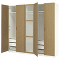 PAX / TONSTAD Wardrobe combination, white/oak veneer glass, 250x60x236 cm