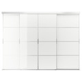 SKYTTA / FÄRVIK Sliding door combination, aluminium/white glass, 326x240 cm