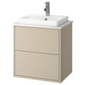HAVBÄCK / ORRSJÖN Wash-stnd w drawers/wash-basin/tap, beige/white marble effect, 62x49x71 cm