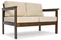 Outdoor Wooden 2-seat Sofa BELLA, brown/beige