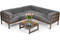 Garden Outdoor Corner Sofa, wood, dark brown, graphite grey