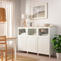 BESTÅ Storage combination with doors, white, Smeviken/Kabbarp white clear glass, 180x42x114 cm
