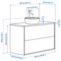 HAVBÄCK / TÖRNVIKEN Wash-stnd w drawers/wash-basin/tap, white/black marble effect, 102x49x79 cm