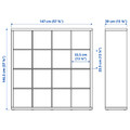 KALLAX Shelving unit with 4 inserts, white/glass, 147x147 cm