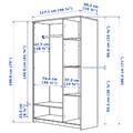 BRIMNES Wardrobe with 3 doors, grey, 117x190 cm