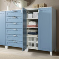 PLATSA Cabinet with doors and drawers, white/Sannidal blue, 240x57x133 cm