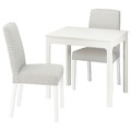 EKEDALEN / BERGMUND Table and 2 chairs, white/Ramna light grey white, 80/120 cm