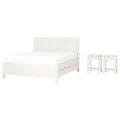 TONSTAD Bedroom furniture, set of 3, incl bed storage/off-white, Standard Double