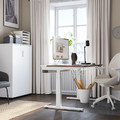 MITTZON Desk sit/stand, electric walnut veneer/white, 120x80 cm
