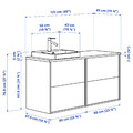 ÄNGSJÖN / BACKSJÖN Wash-stand/wash-basin/tap, oak effect/grey stone effect, 122x49x71 cm