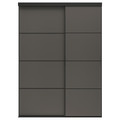 SKYTTA / MEHAMN Sliding door combination, black/double sided dark grey, 177x240 cm