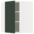 METOD Corner wall cabinet with shelves, white/Havstorp deep green, 68x80 cm