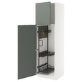 METOD High cabinet with cleaning interior, white/Nickebo matt grey-green, 60x60x200 cm