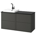 HAVBÄCK / ORRSJÖN Wash-stand/wash-basin/tap, dark grey/black marble effect, 122x49x71 cm