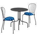 LÄCKÖ Table+2 chairs, outdoor, grey/Klösan dark blue, 70 cm