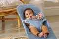 BABYBJÖRN Bliss Woven Baby Bouncer, Blue (Light Grey, Petal Quilt)