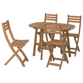 ASKHOLMEN Gateleg table+4 chairs, outdoor, foldable dark brown