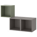 EKET Wall-mounted cabinet combination, grey-green/dark grey, 105x35x70 cm