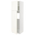 METOD High cabinet for fridge w 2 doors, white/Vallstena white, 60x60x200 cm