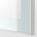 BESTÅ Storage combination with doors, white stained oak effect Glassvik/white/light green clear glass, 180x42x65 cm