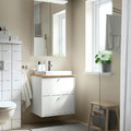 HAVBÄCK / ORRSJÖN Wash-stnd w drawers/wash-basin/tap, white/bamboo, 62x49x71 cm