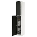 METOD High cabinet with cleaning interior, white/Lerhyttan black stained, 40x60x240 cm