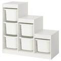 TROFAST Storage combination with boxes, white/white, 99x44x94 cm