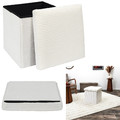 Folding Pouffe, corduroy, white