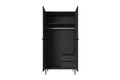 Wardrobe Nicole with Drawer Unit 100 cm, matt black, black legs