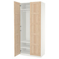 PAX / BERGSBO Wardrobe, white/white stained oak effect, 100x60x236 cm