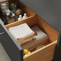 HAVBÄCK / ORRSJÖN Wash-stand/wash-basin/tap, dark grey/black marble effect, 122x49x71 cm