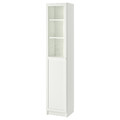 BILLY / OXBERG Bookcase with panel/glass door, white/glass, 40x42x202 cm