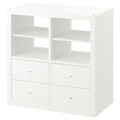 KALLAX Shelving unit, with 4 drawers/with 2 shelf inserts white, 77x77 cm