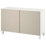 BESTÅ Storage combination with doors, white/Lappviken/Stubbarp light grey-beige, 120x42x74 cm