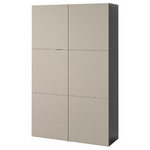 BESTÅ Storage combination with doors, black-brown/Lappviken light grey-beige, 120x42x193 cm
