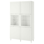BESTÅ Storage combination w glass doors, white Smeviken, Ostvik white clear glass, 120x42x202 cm