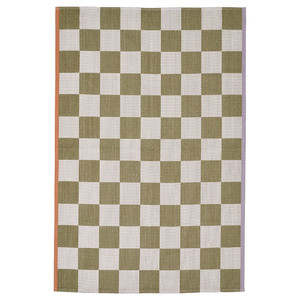 KLASSRUM Rug, flatwoven, white/green, 133x195 cm