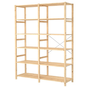 IVAR 2 sections/shelves, pine, 174x50x226 cm