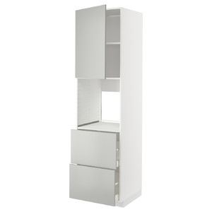 METOD / MAXIMERA Hi cab f ov w dr/2 frnts/2 hi drwrs, white/Havstorp light grey, 60x60x220 cm