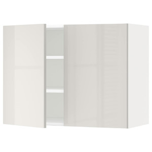 METOD Wall cabinet with shelves/2 doors, white/Ringhult light grey, 80x60 cm