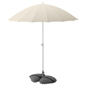 SAMSÖ / IGGÖN Parasol with base, tilting beige/dark grey, 200 cm