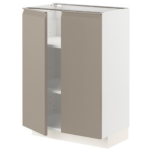 METOD Base cabinet with shelves/2 doors, white/Upplöv matt dark beige, 60x37 cm