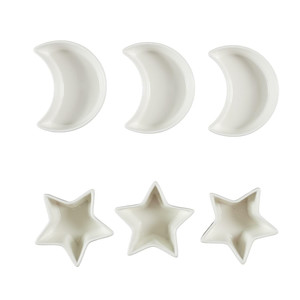 Set of 6 Serving Dishes Star/Moon, white
