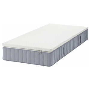 VALEVÅG Mattress and mattress pad, firm light blue/Nordberget white, 90x200 cm