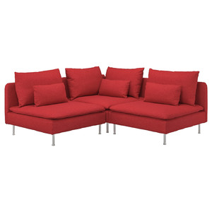 SÖDERHAMN Corner sofa, 3-seat, Tonerud red