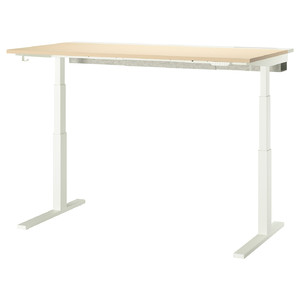MITTZON Desk sit/stand, electric birch veneer/white, 160x80 cm