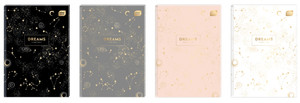 Notebook A5 96 Sheets Squared Metallic Dream Hard Cover 5-pack, assorted patterns